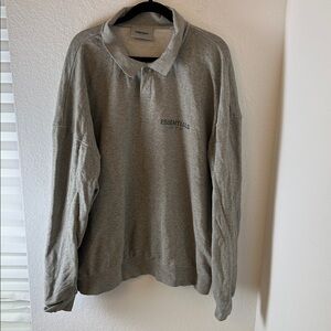 Essentials Heather Gray Polo Sweatshirt men size xxl